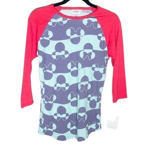 LulaRoe randy shirt Disney mid sleeve new with tags blue pink extra small READ